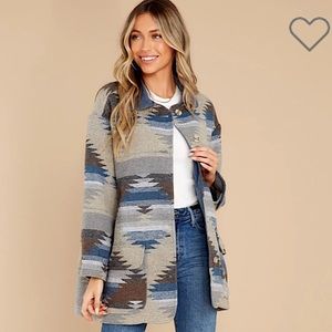 Red Dress Aztec Southwestern Jacket Shacket Navajo Tribal Red Dress Boutique M L